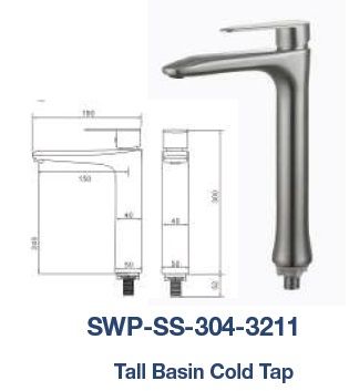 SWP-SS-304-3211  Tall Basin Cold Tap - SUS304