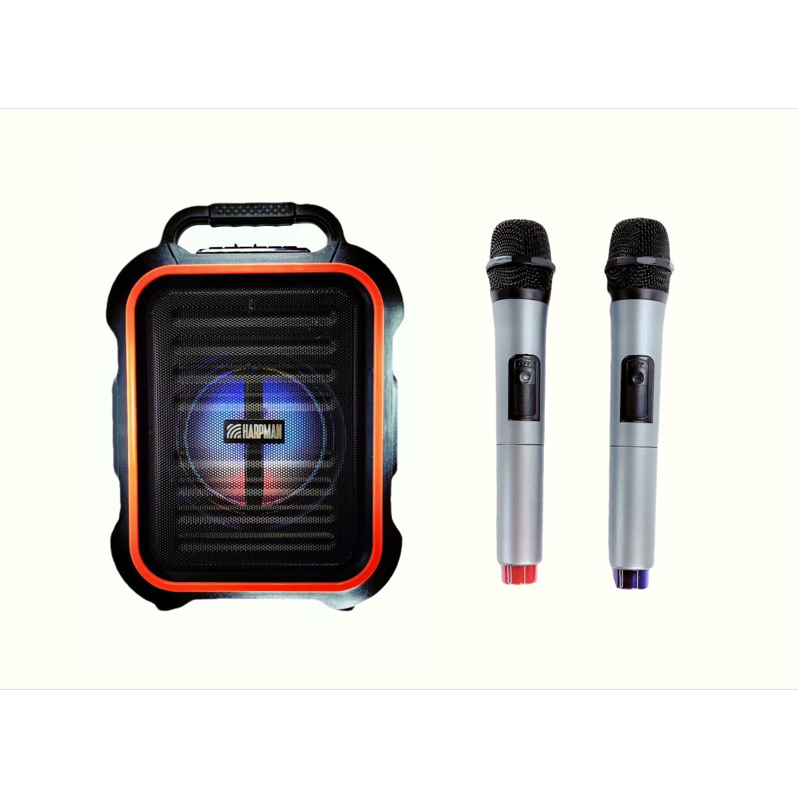 Harpman HPT-X50/2H 6.5-Inch 25W Portable PA Speaker with 2x Wireless Handheld Microphone & Bluetooth/USB