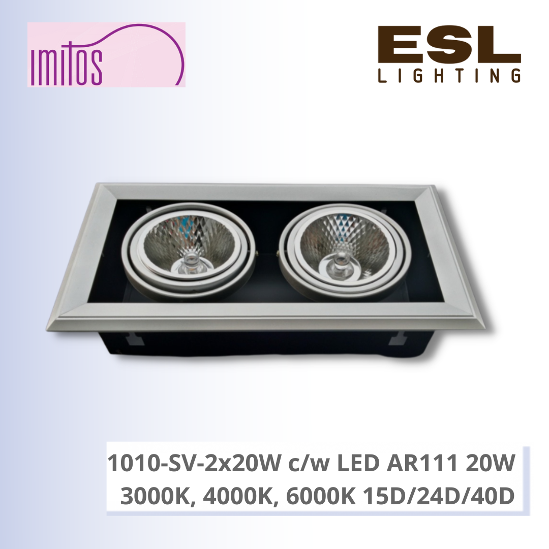 IMITOS 1010-SV-2x20W c/w LED AR111 20W 3000K, 4000K, 6000K 15D/24D/40D