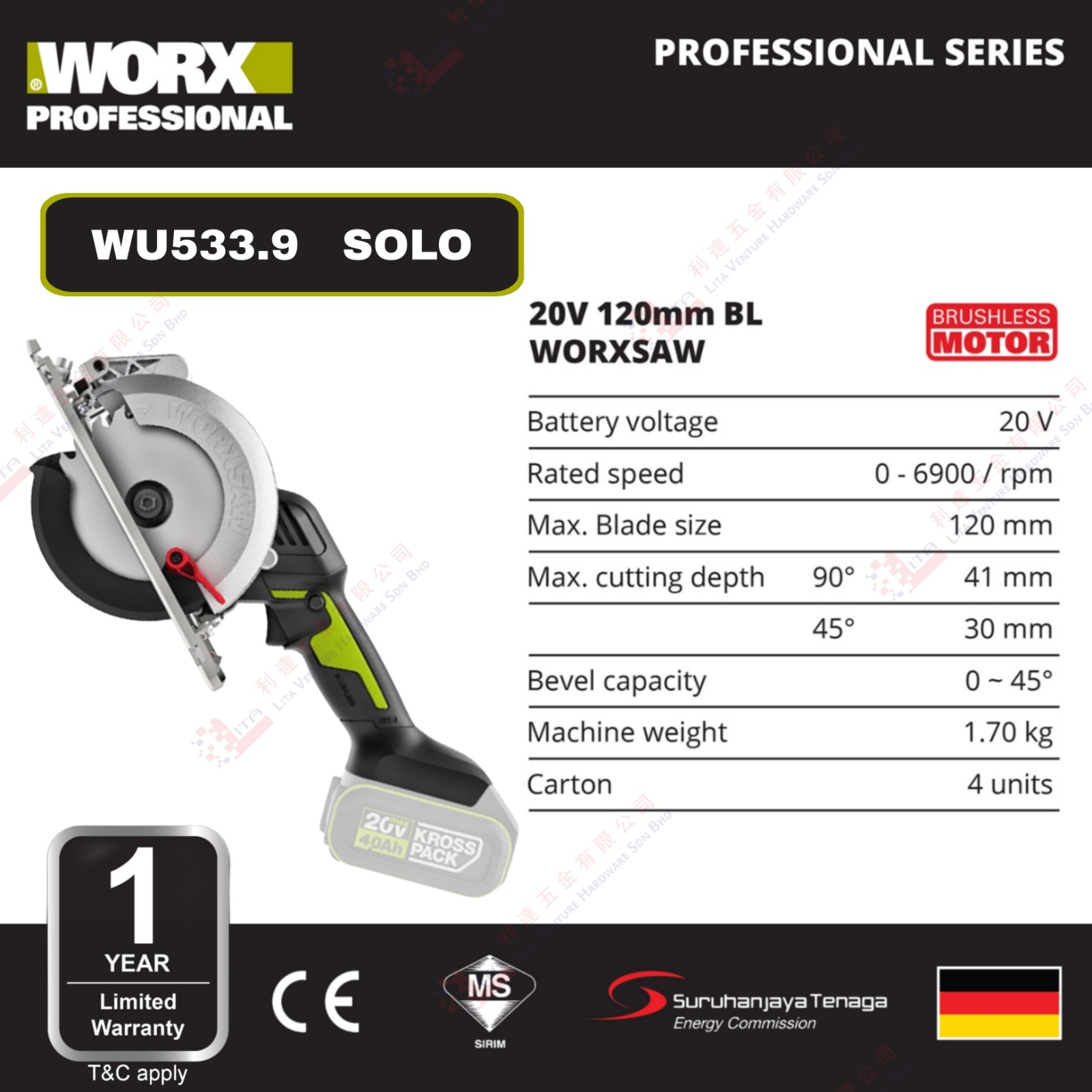 WORX BRAND BL WORXSAW - WU533.9
