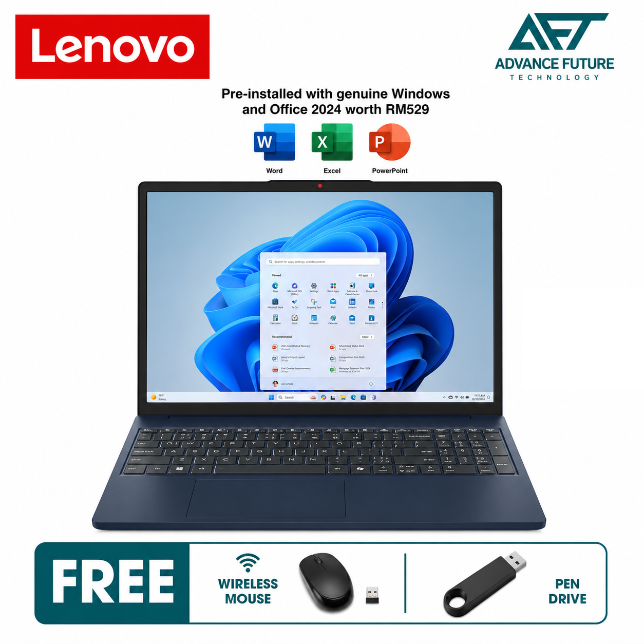 Lenovo IdeaPad Slim 3 15IRH10 83K100RJMJ 15.3" WUXGA Laptop Cosmic Blue ( Intel Core i7 13620H ,16GB, 512GB SSD, Intel, W11, H&S 2024&M365 )