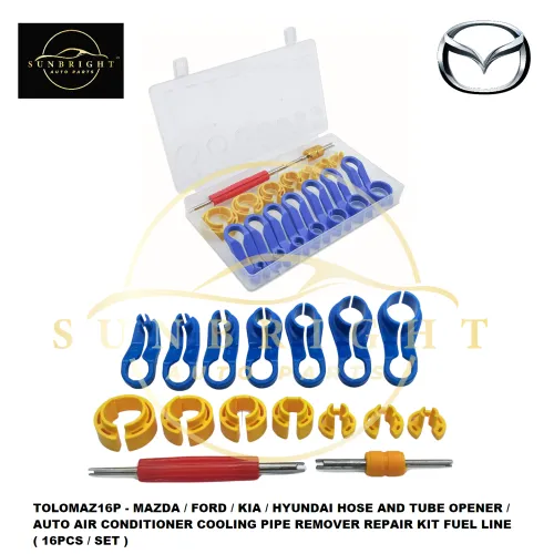 TOLOMAZ16P - MAZDA / FORD / KIA / HYUNDAI HOSE AND TUBE OPENER / AUTO AIR CONDITIONER COOLING PIPE REMOVER REPAIR KIT FUEL LINE ( 16PCS / SET ) - Sunbright Auto Parts Supply Sdn Bhd