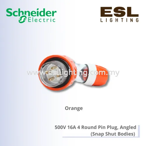 SCHNEIDER S56 Series & 66 Series 500V 16A 4 Round Pin Plug, Angled (Snap Shut Bodies) - S56PA416EO_G15