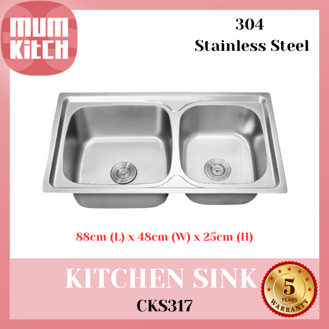 Cabana CKS317 Kitchen Sink Double Big Bowl Topmount Stainless Steel