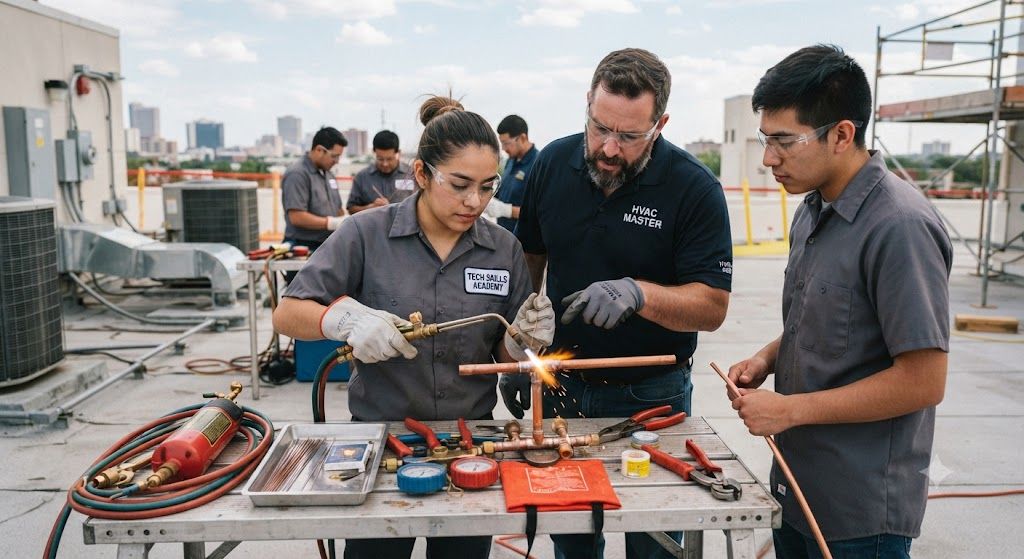HVAC copper tubing brazing field training