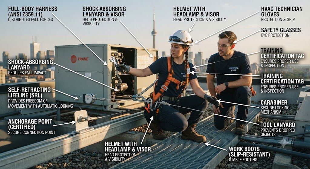 working at height safety equipment HVAC technicians