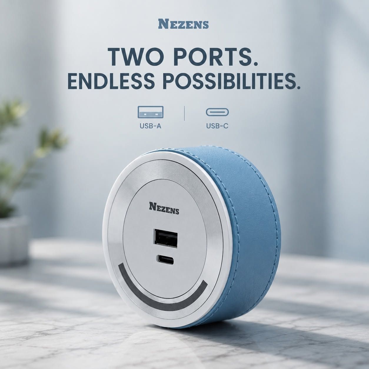 Type A&C USB, White/Blue