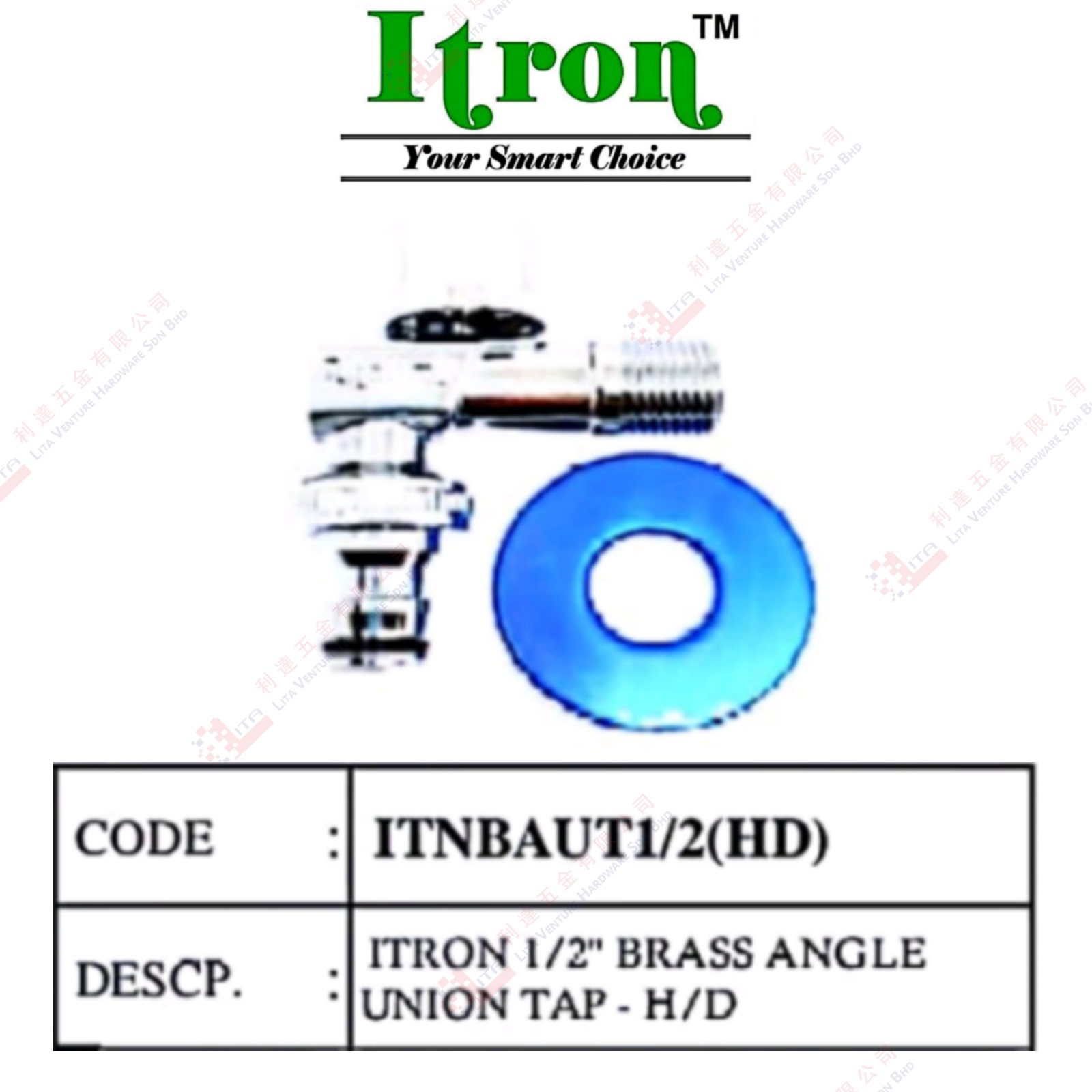 ITRON BRAND BRASS ANGLE UNION TAP HD - ITNBAUT12HD