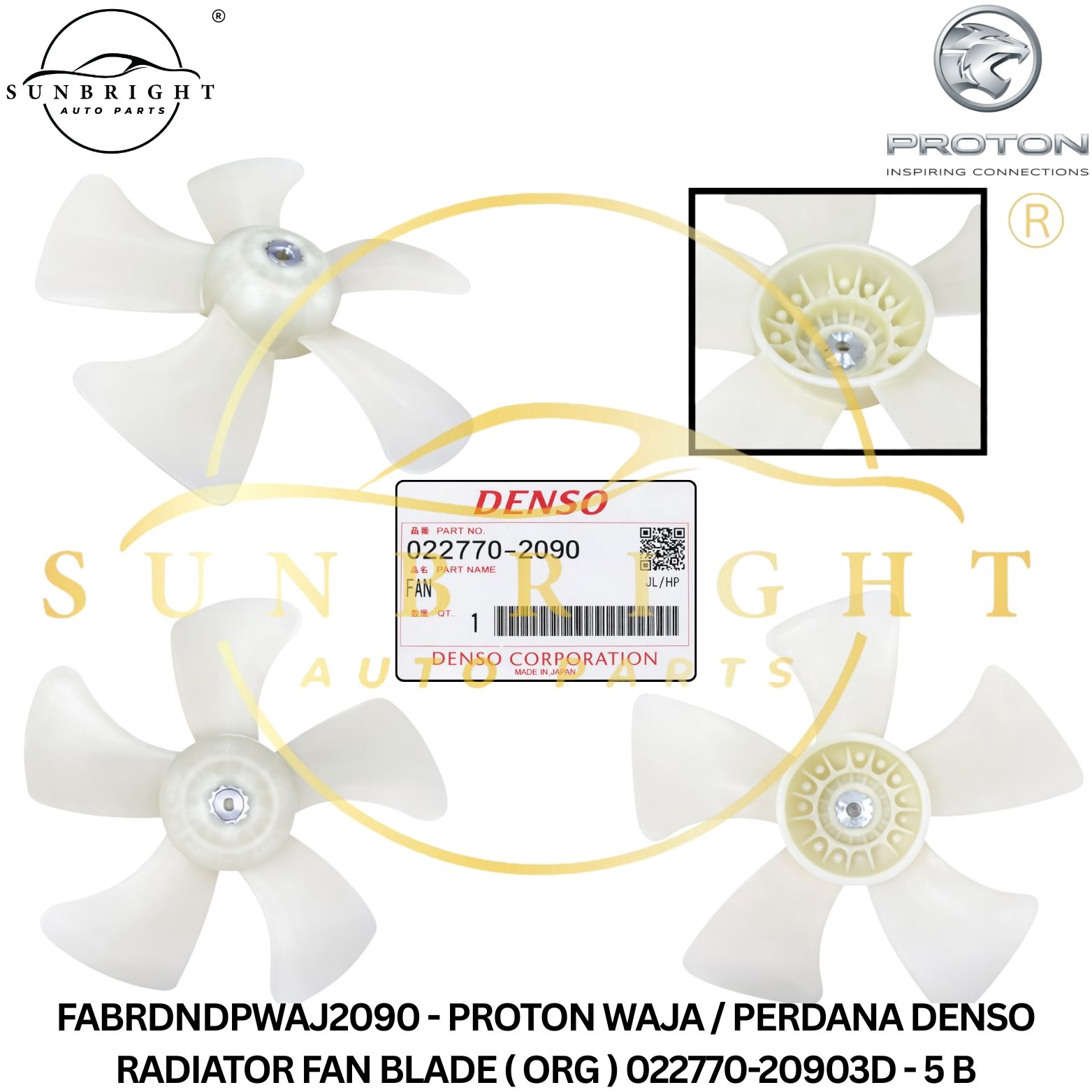 FABRDNDPWAJ2090 - PROTON WAJA / PERDANA DENSO RADIATOR FAN BLADE ( ORG ) 022770-20903D - 5 B