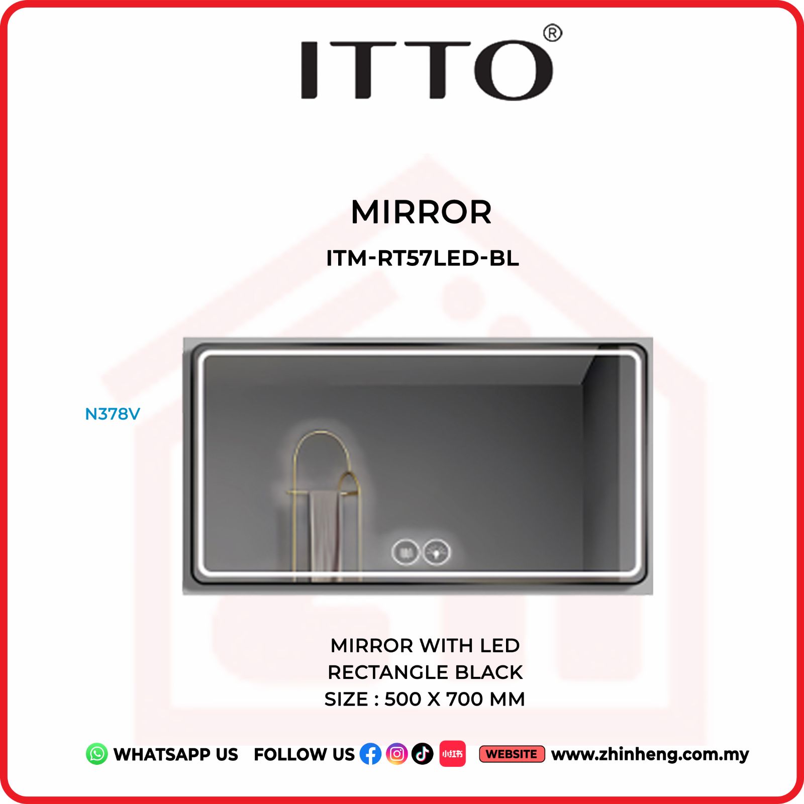 ​​​​​​​ITTO MIRROR WITH LED ITM-RT57LED-BL