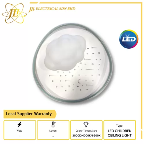 JLUX CLOUD W2001 AC165-265V 50/60HZ 20INCH 3 COLOURS PLASTIC LED CHILDREN CEILING LIGHT