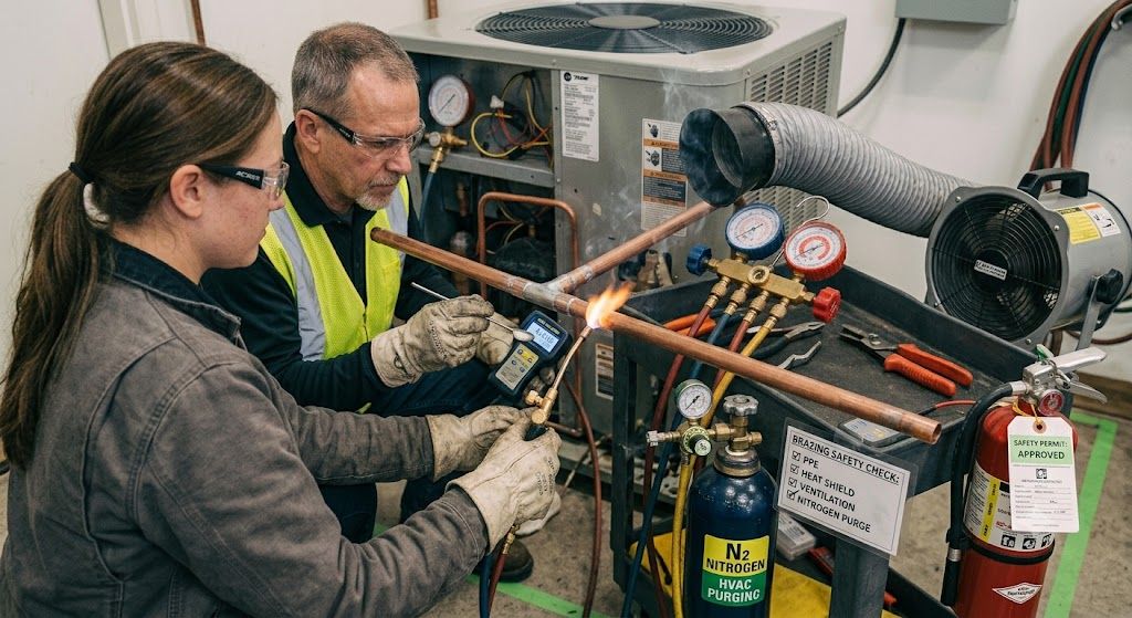 nitrogen purging copper pipe brazing HVAC