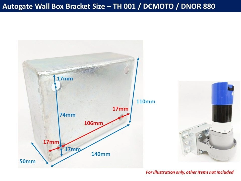 Autogate Bracket - Extended Bracket Box Type for autogate motor (Wall motor) - 1 PC