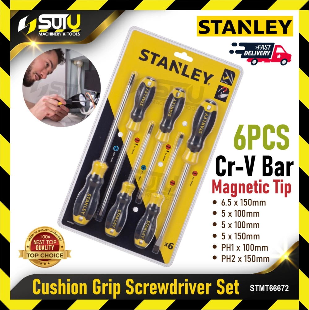 STANLEY STMT66672 6PCS Cushion Grip Screwdriver Set