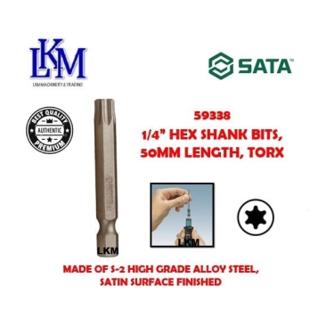 SATA 50338 1/4" HEX SHANK BITS, 50MM LENGTH, TORX