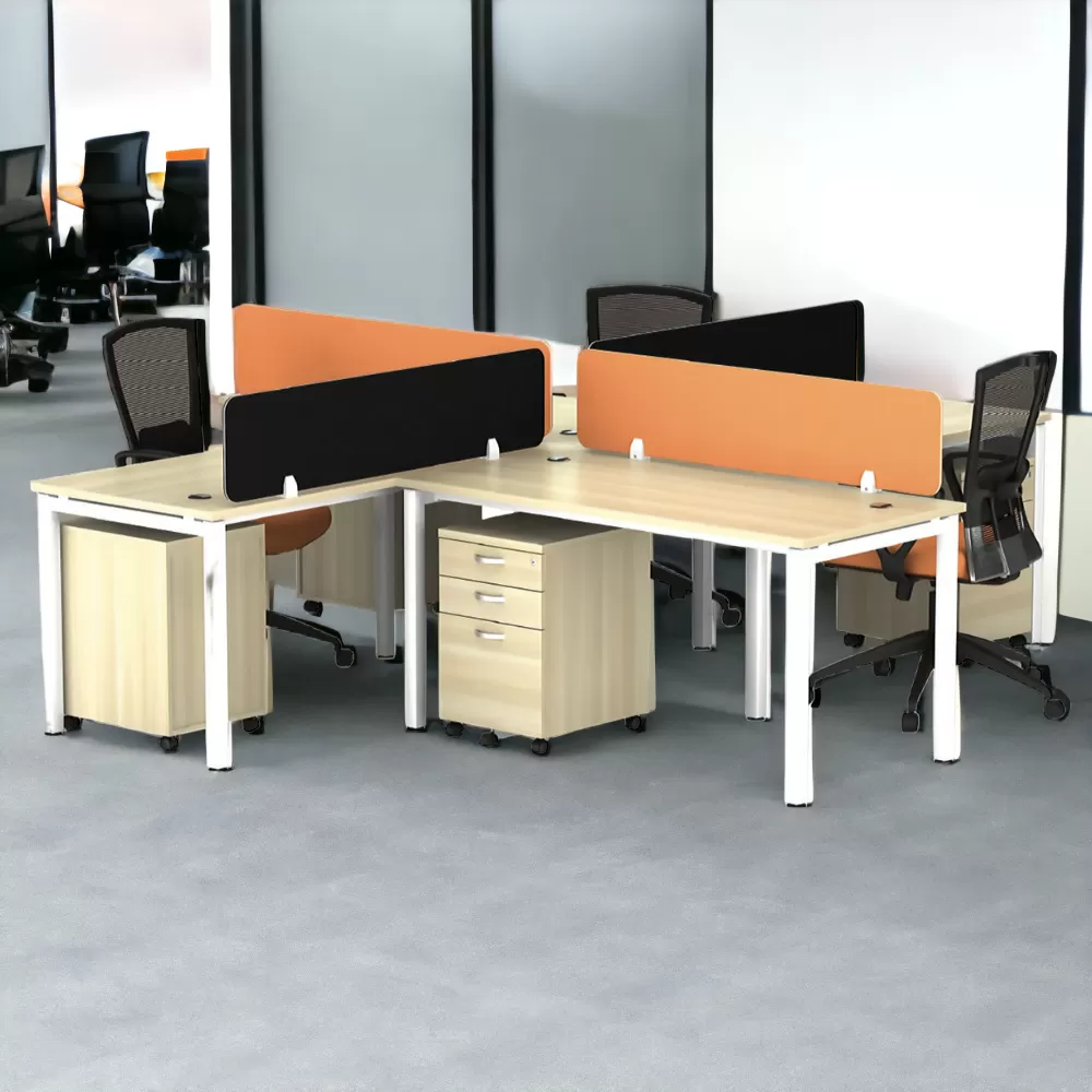 4 Seater Office Desk Table Workstation with Partition | Office Table Penang