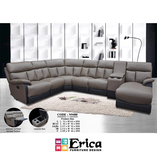 N9480 Corner Sofa (Leather/Fabric)