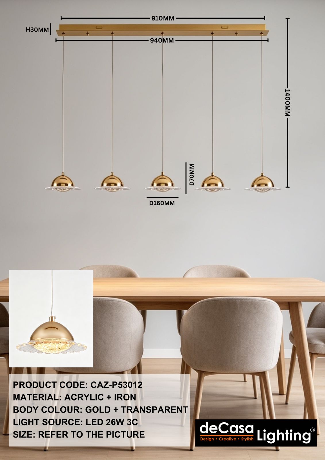 MODERN 5 IN 1 PENDANT LIGHT(CAZ-P53012)