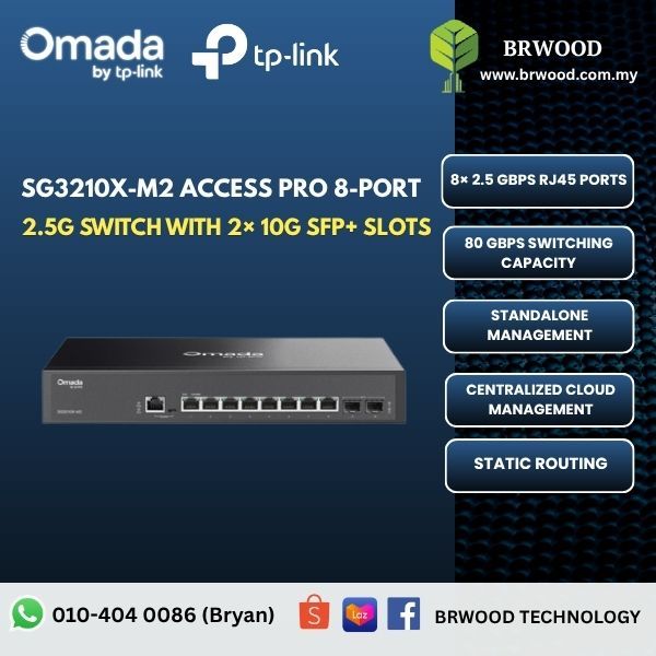 OMADA TP-LINK SG3210X-M2: Omada Access Pro 8-Port 2.5G Switch with 2× 10G SFP+ Slots