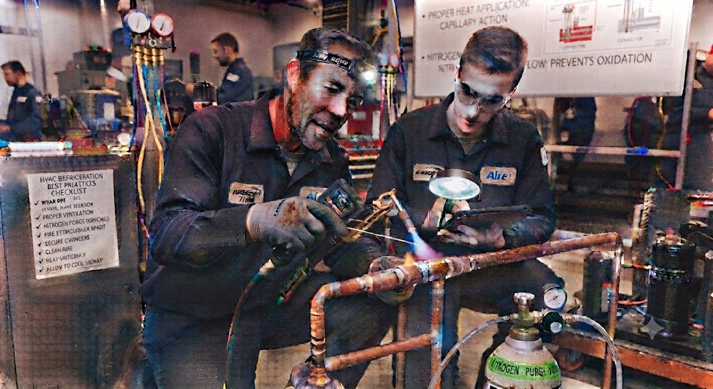 copper pipe brazing nitrogen flow HVAC