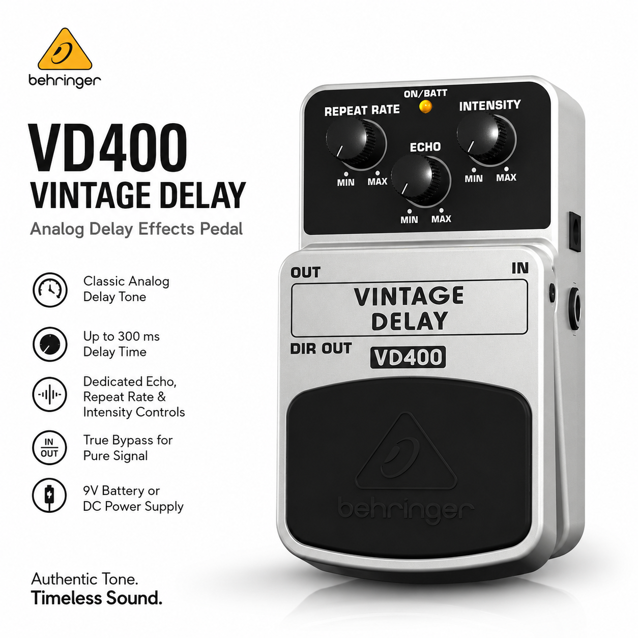 Behringer VD400 Pedal Kesan Delay Vintage – Pedal Echo Analog untuk Gitar Elektrik & Bass