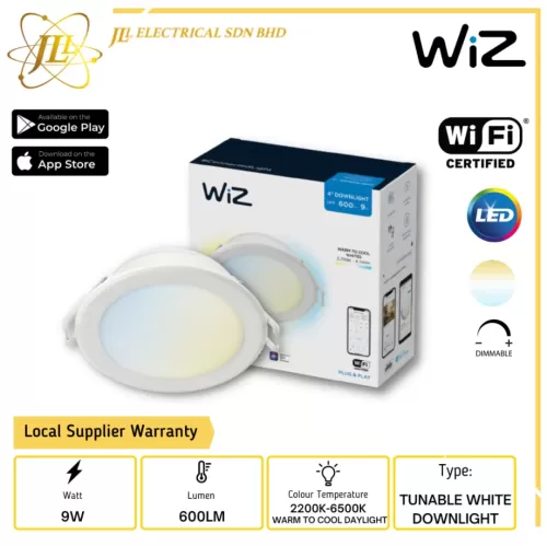 PHILIPS WIZ 9W 600LM 2700K TO 6500K 4INCH ROUND DIMMABLE TUNABLE LED SMART RECESSED DOWNLIGHT