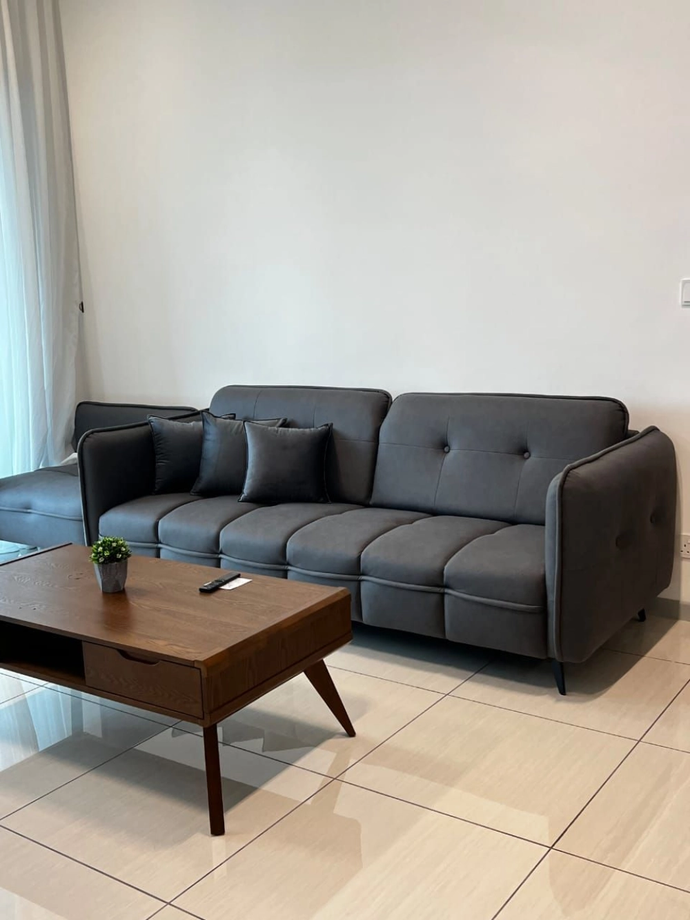 3-4 Seater Water Resistant Leather Fabric Sofa | Dark Blue Gray Sofa | Sofa Promotion | Sofa Ruang Tamu Promosi Kualiti Tinggi | Sofa Furniture Store | KL |Kulim | Lunas | Sungai Petani | Cheras | Ampang | Muar | Ipoh