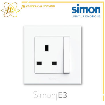 SIMON SWITCH E3 13A 1G FLAT PIN SOCKET OUTLET-BIG ROCKER-WHITE