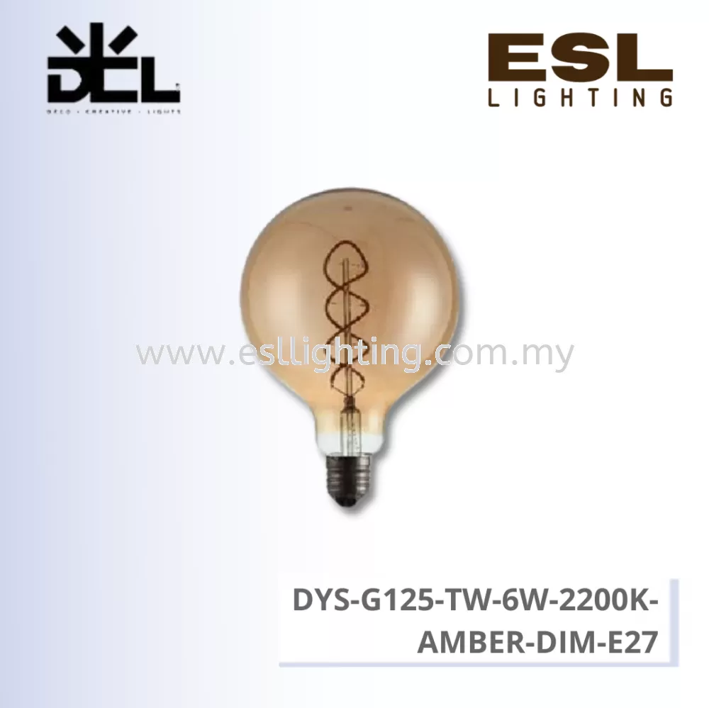 DCL LED FILAMENT EDISON BULB DIMMALBE E27 6W - DYS-G125-TW-6W-2200K-AMBER-DIM-E27