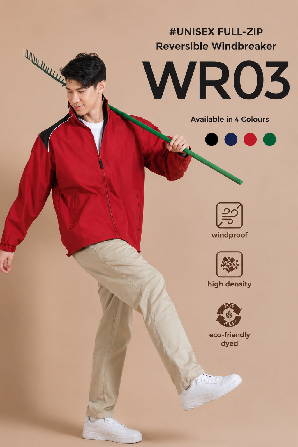 Unisex Full-Zip Reversible Windbreaker Jacket - WR03