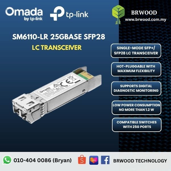 OMADA TP-LINK SM6110-LR: 25GBase-LR SFP28 LC Transceiver
