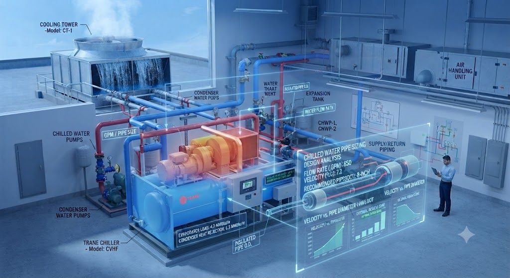 Chilled water pipe sizing design