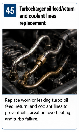 Turbocharger Oil Feed Return And Coolant Lines Replacement