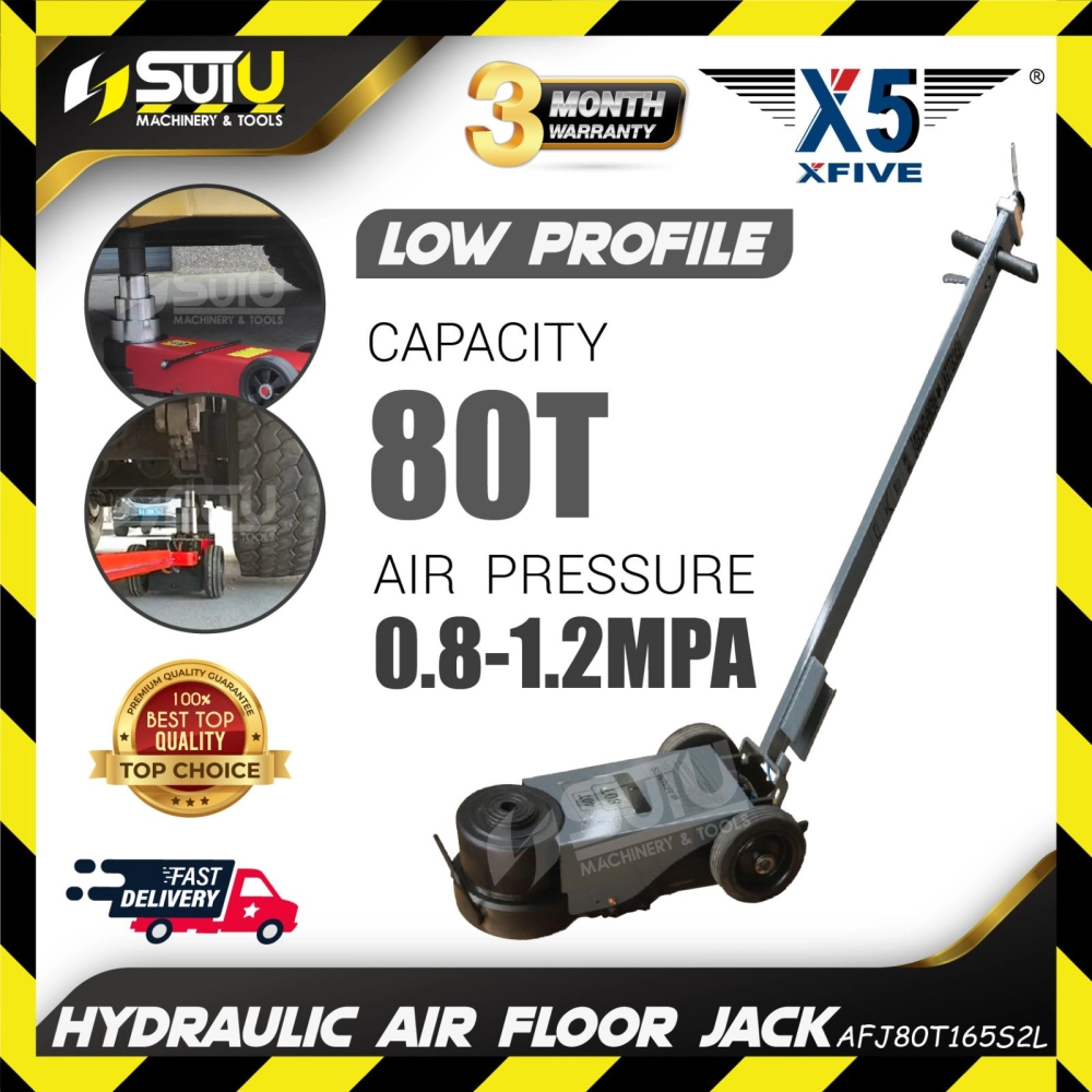 【STRAIGHT】X5 / XFIVE AFJ80T165S2L 80T / 80Ton / 80 Ton Low Profile Hydraulic Air Floor Jack