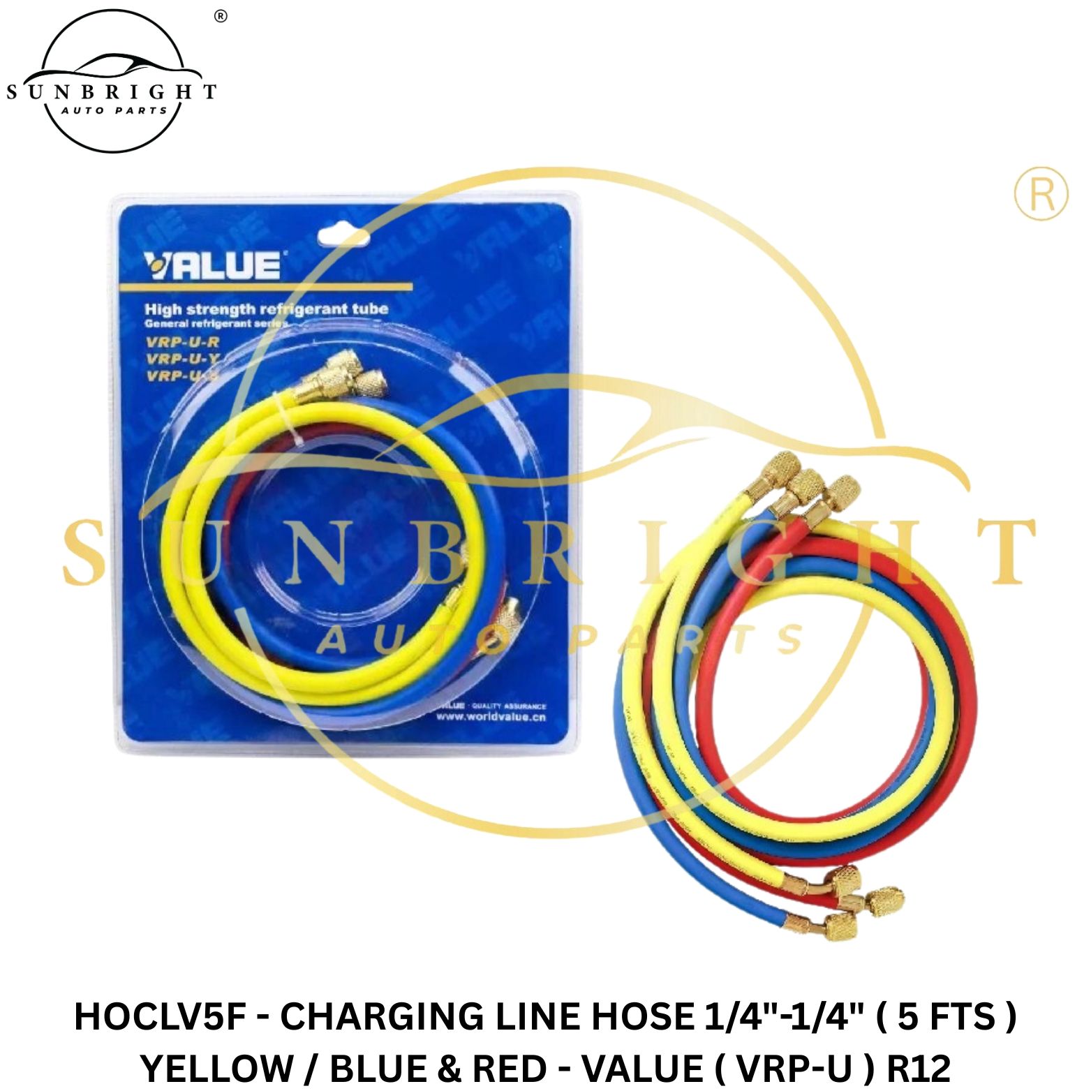 HOCLV5F - CHARGING LINE HOSE 1/4" ( 5 FTS ) YELLOW / BLUE & RED - VALUE ( VRP-U )