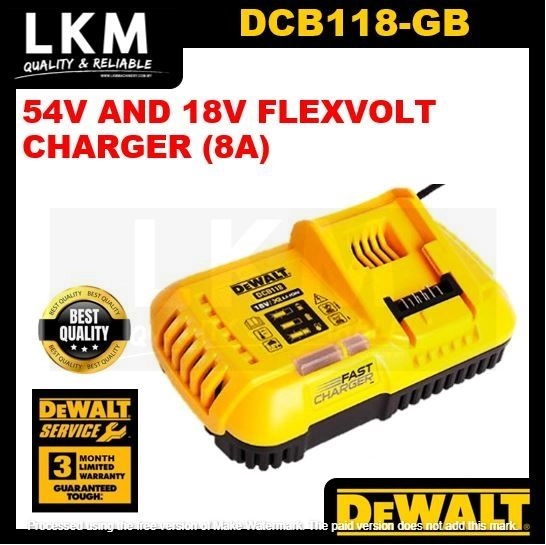 DEWALT DCB118-GB 54V AND 18V FLEXVOLT CHARGER (8A)