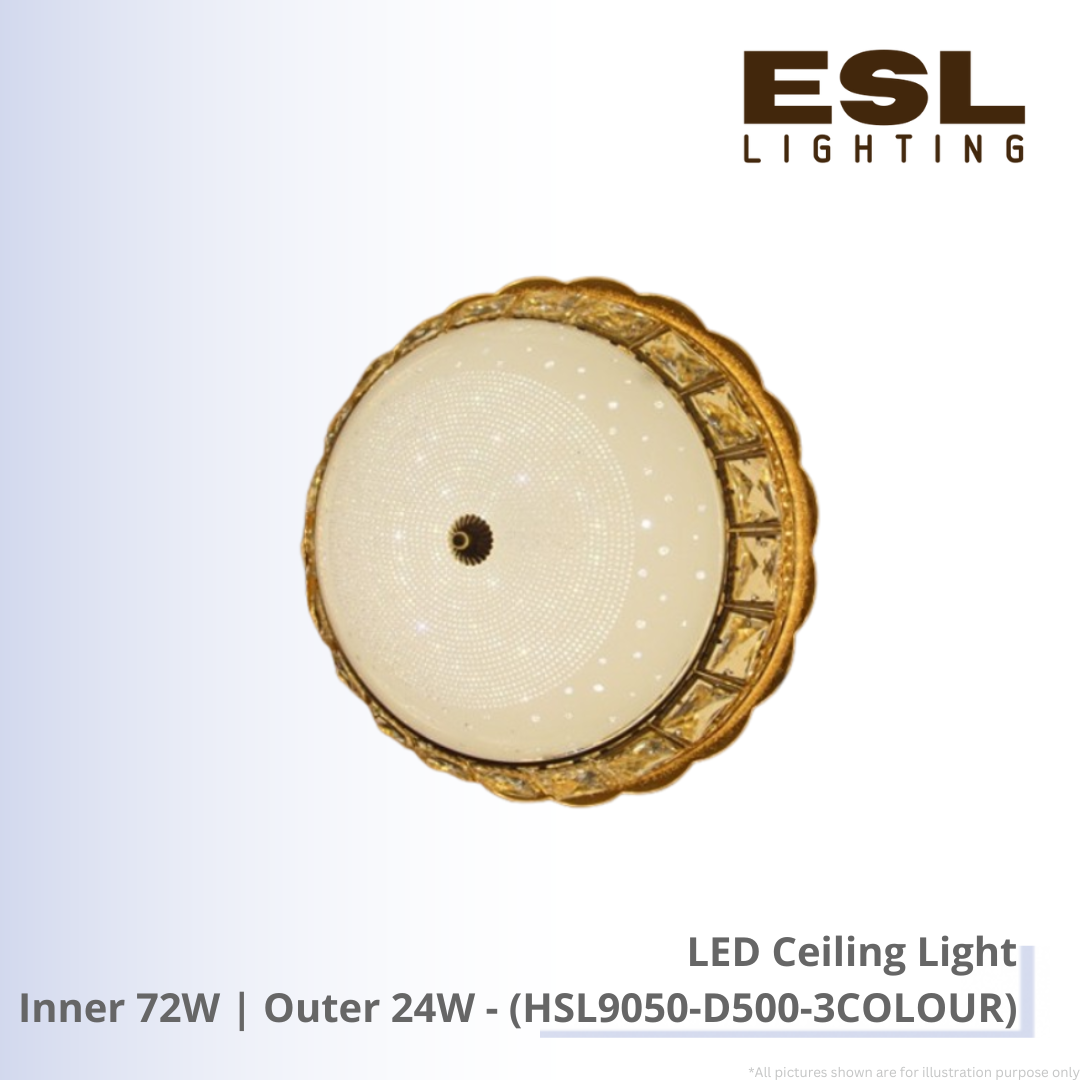 LED Ceiling Light Inner 72W | Outer 24W - HSL9050-D500-3COLOUR
