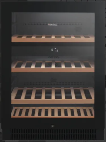 VINTEC 50-Bottle Dual Zone Cellaring & Serving Wine Cabinet with Black Borderless Glass Frame VWD050SBA-X