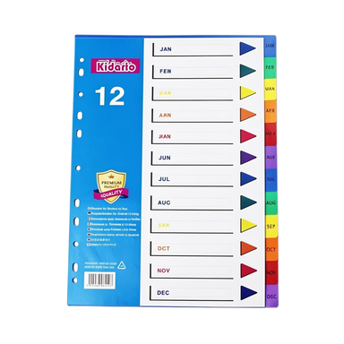 PLASTIC INDEX DIVIDER A4 12-TAB