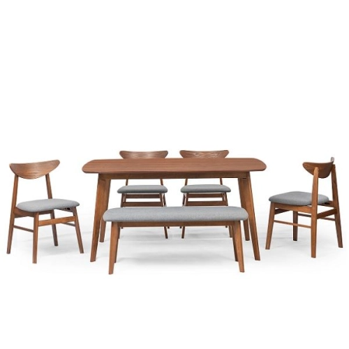 HONOR 3′ x 5′ Dining Set (1 + 4 + 1) Cocoa / Grey (Seat) Cocoa (Leg)