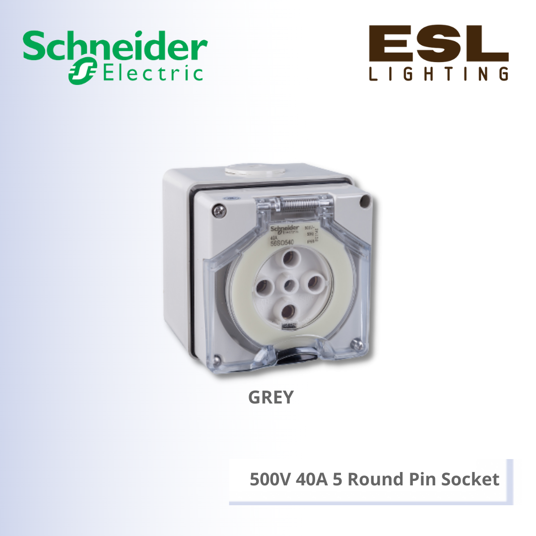 SCHNEIDER S56 Series & 66 Series 500V 40A 5 Round Pin Socket - S56SO540GY