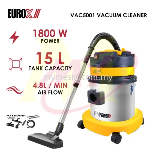 EuroX Vac5001 Industrial Heavy Duty Wet & Dry Vacuum Cleaner 15L