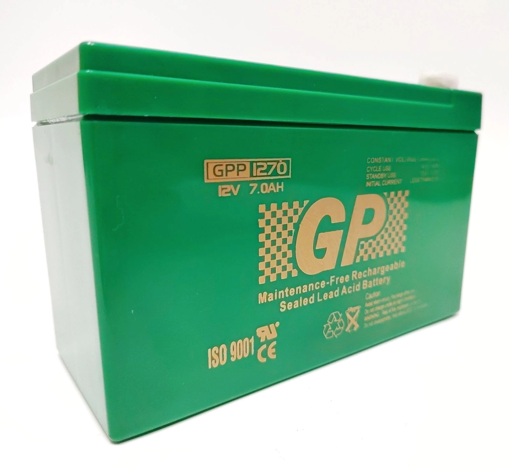 GP Brand 12V7AH Rechargeable Seal Lead Acid Backup Battery for autogate / alarm / UPS - GPP1270