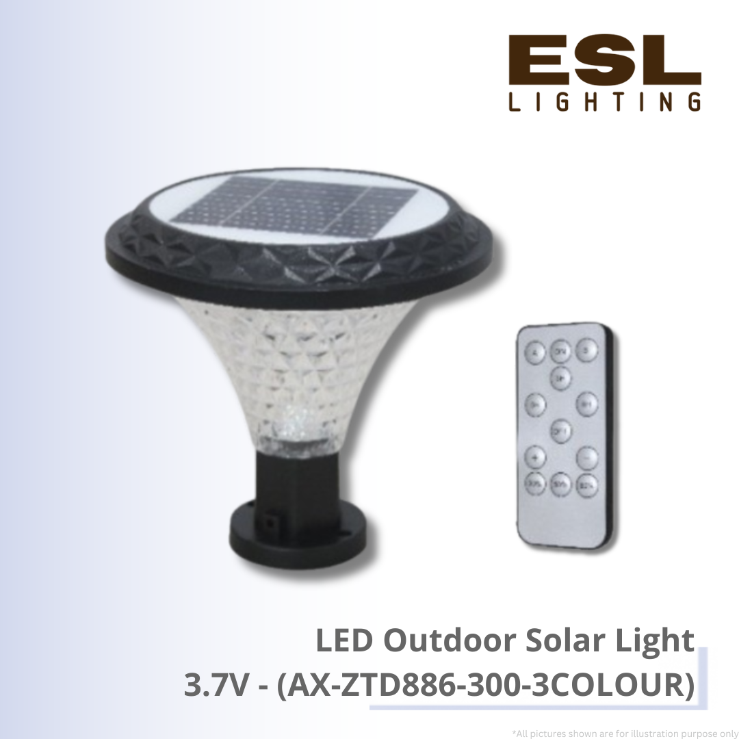 LED Outdoor Solar Light 3.7V - AX-ZTD886-300-3COLOUR IP65