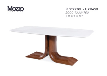 Mozzo MDT2220L-UP11450 Stylish White Marble Stone Dining Table