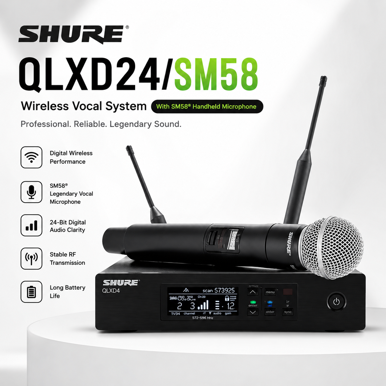 Shure QLXD24/SM58 – Wireless Vocal System with SM58® Handheld Microphone