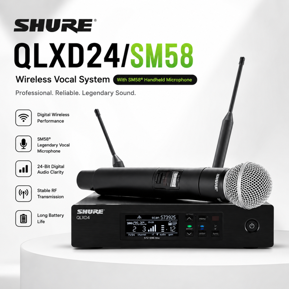 Shure QLXD24/SM58 – Wireless Vocal System with SM58® Handheld Microphone
