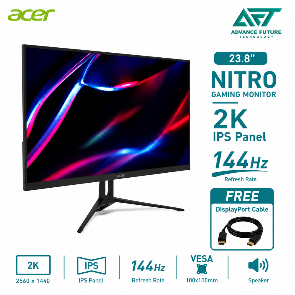 Acer Nitro KG243YUP1 23.8'' WQHD IPS 144Hz Gaming Monitor ( Speaker, HDMI, DP, Audio, 3 Years Warranty )