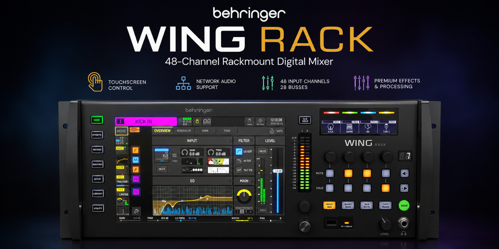 Behringer WING Rack – Pencampur Digital Rak 48-Saluran dengan Skrin Sentuh & Sokongan Audio Rangkaian