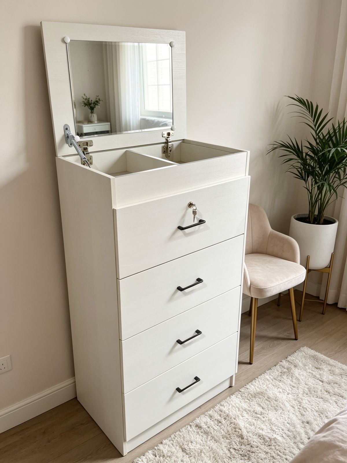 Drawer Cabinet with Mirror